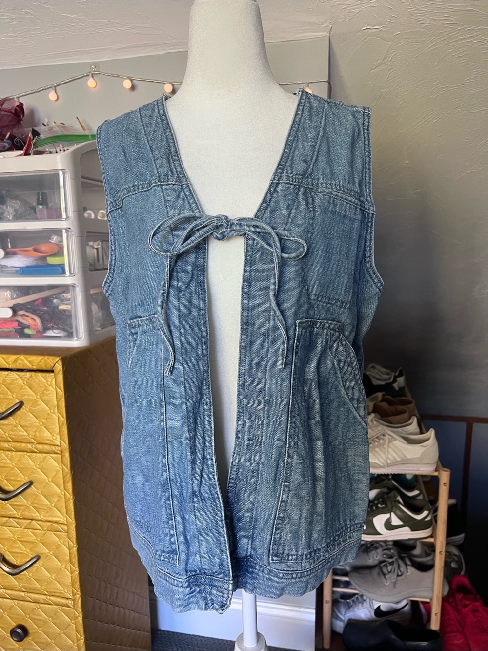 Universal Thread Light Blue Denim Tie-Front Vest